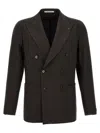 Tagliatore Double-breasted Micro-check Jacket In Brown
