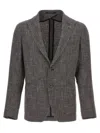 Tagliatore 'montecarlo' Blazer In Textured Fabric In Gray