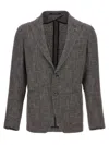 Tagliatore 'montecarlo' Blazer In Textured Fabric In Gray