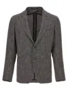 Tagliatore 'montecarlo' Blazer In Textured Fabric In Gray