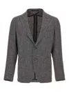 Tagliatore 'montecarlo' Blazer In Textured Fabric In Grey