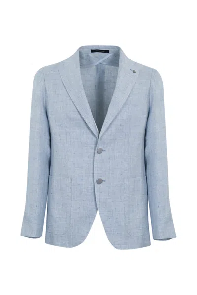 Tagliatore Montecarlo Blazer In Linen And Wool In Blue