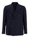 Tagliatore Navy Blue Double Breasted Blazer In Black