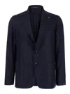 Tagliatore Montecarlo Blue Single-breasted Jacket With Notched Revers In Silk Man