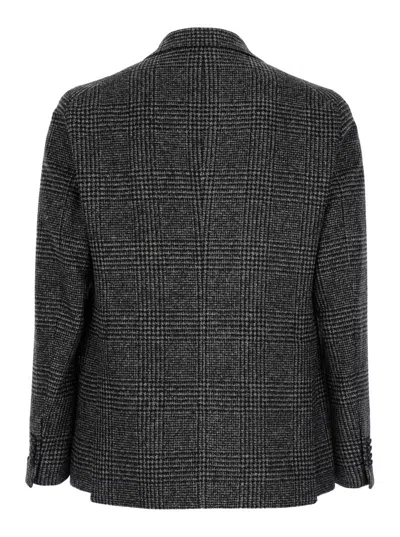 TAGLIATORE 'MONTECARLO' GREY SINGLE-BREASTED JACKET WITH STRIPE MOTIF IN WOOL BLEND MAN