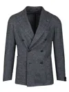Tagliatore Montecarlo Doppio Petto Boucle Jackets Blue In Gray