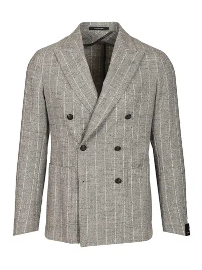 Tagliatore Montecarlo Doppio Petto Boucle Jackets Grey In Gray