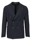 Tagliatore Blazer Doppiopetto In Lino Fiammato In Blue