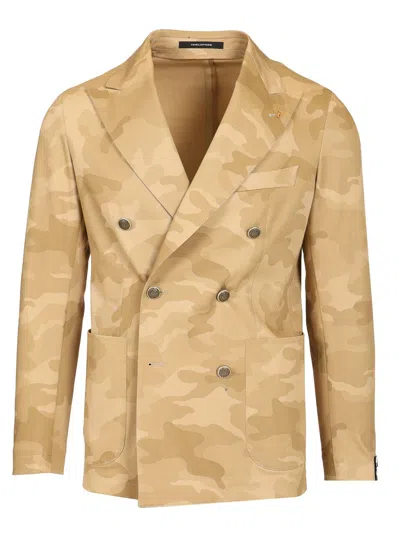 Tagliatore Montecarlo Doppio Petto Misto Lana Crepe In Camouflage