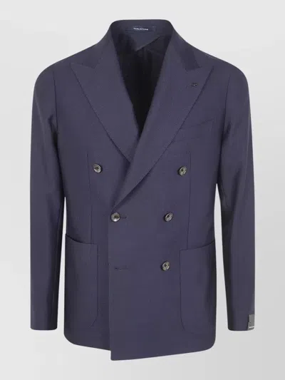 Tagliatore Montecarlo Double Breasted Button Jacket In Blue