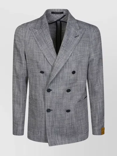 Tagliatore Montecarlo Double-breasted Jacket Featuring Peak Lapels In Gray