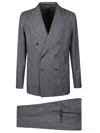 Tagliatore Double-breasted Pinstripe Jacket And Pockets In Multi