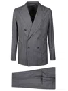 Tagliatore Double-breasted Pinstripe Jacket And Pockets In Gray