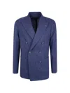 Tagliatore Montecarlo Herringbone-pattern Double-breasted Blazer In Multi