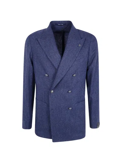 Tagliatore Montecarlo Herringbone-pattern Double-breasted Blazer In Multi