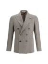 Tagliatore Double-breasted Prince Of Wales Check Blazer In Gray