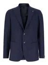 Tagliatore 'montecarlo' Blue Single-breasted Jacket With Notched Revers In Grey