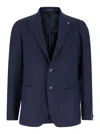 Tagliatore 'montecarlo' Blue Single-breasted Jacket With Notched Revers In Grey