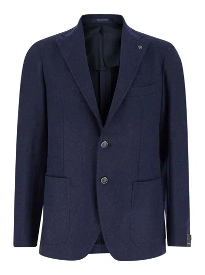 TAGLIATORE MONTECARLO BLUE SINGLE-BREASTED JACKET WITH NOTCHED REVERS IN WOOL MAN