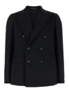 Tagliatore Double-breasted Linen Blazer In Black
