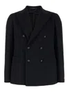 Tagliatore Double-breasted Linen Blazer In Black