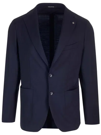 Tagliatore Wool And Cashmere Blazer In Blue
