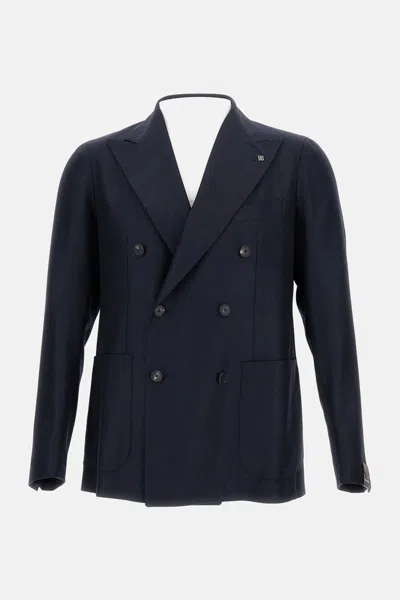 Tagliatore Double-breasted Patch-pocket Blazer In Blue
