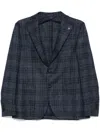 Tagliatore Monte Carlo Tweed Wool Jacket With Brooch In Blue