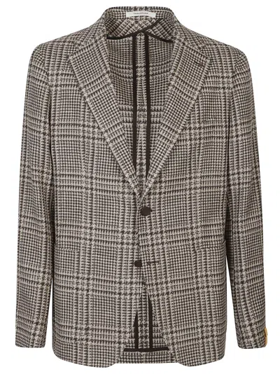 Tagliatore Checked Single-breasted Jacket In Brown