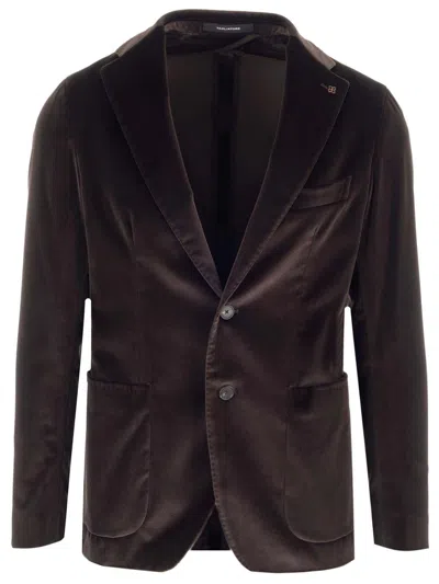 Tagliatore Montecarlo Jacket In Velvet In Brown