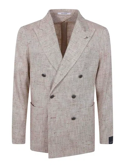 Tagliatore Double-breasted Peak-lapel Blazer In Gold