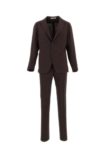 Tagliatore Montecarlo Linen Single-breasted Suit In Brown