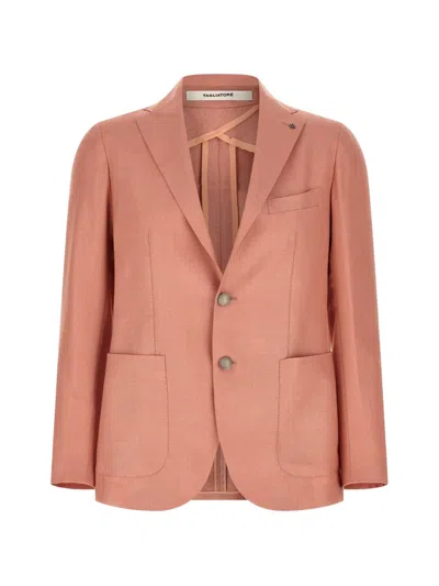 Tagliatore Montecarlo Single Breasted Notch Lapel Blazer In Pink