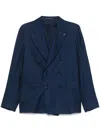 Tagliatore Montecarlo Navy Blue Double-breasted Jacket In Black