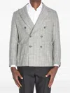 Tagliatore Montecarlo Pinstripe Double-breasted Jacket In Gray