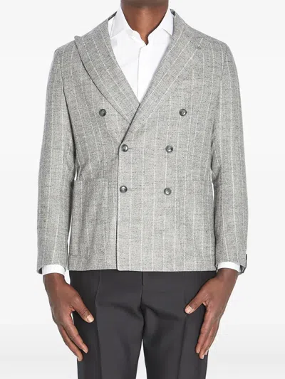 TAGLIATORE MONTECARLO PINSTRIPE DOUBLE-BREASTED JACKET