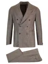 Tagliatore Montecarlo Prince Of Wales Suit In Super 110s Wool In Beige