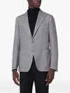 Tagliatore Taupe Single-breasted Jacket In Wool And Silk Blend In Gray