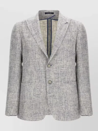Tagliatore Montecarlo Single Breasted Blazer Textured Fabric In Gray