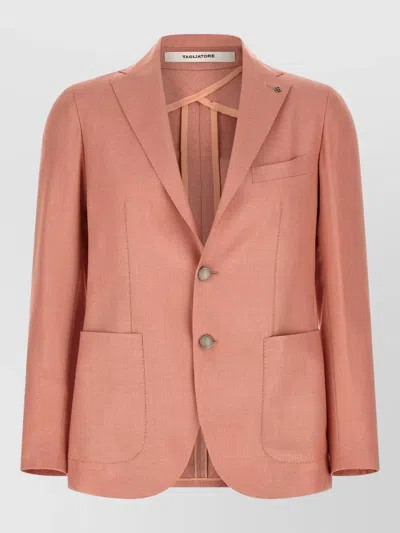 Tagliatore Montecarlo Single Breasted Notch Lapel Blazer In Pink