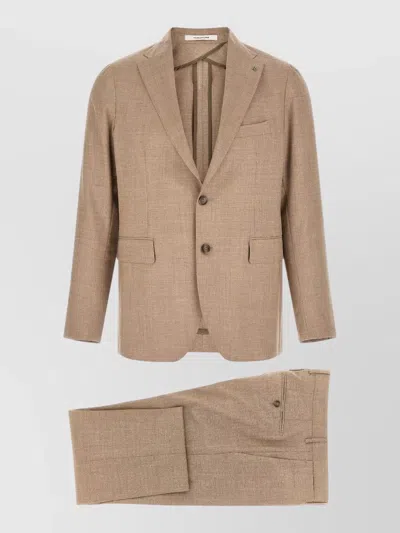 Tagliatore Montecarlo Single Breasted Suit Notch Lapel In Brown