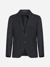 Tagliatore Montecarlo Single-breasted Wool Blazer In Black