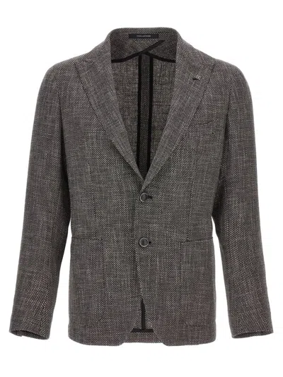 Tagliatore 'montecarlo' Blazer In Textured Fabric In Gray