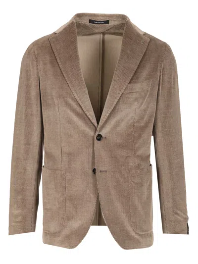 Tagliatore Montecarlo Velluto Tortora 91 Cot 8 Cach 1 Stretch Jackets Brown