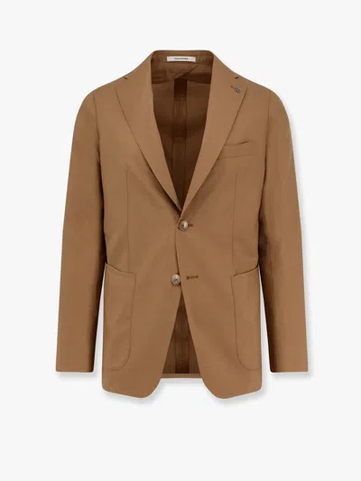 Tagliatore Montecarlo Virgin Wool And Silk Blazer In Beige