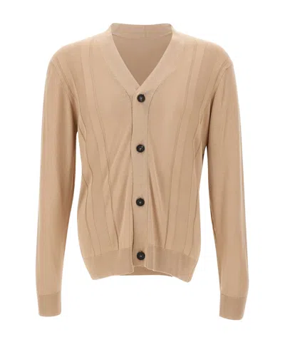 Tagliatore Moore V-neck Ribbed Cardigan In Neutral