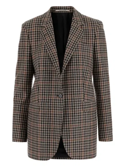 Tagliatore Multicolor Checked Blazer In Brown