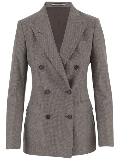 Tagliatore Multicolor Wool Double-breasted Blazer In Gray
