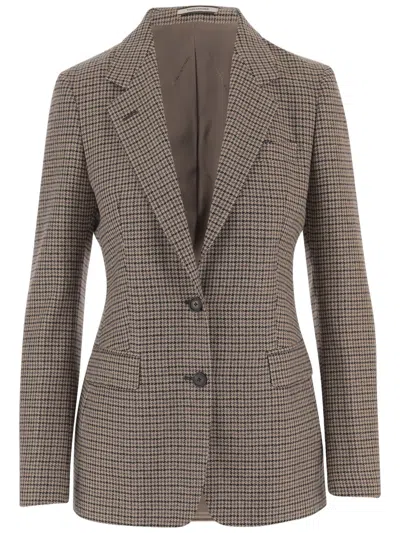 Tagliatore Multicolor Wool Houndstooth Blazer In Gray