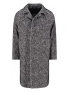 Tagliatore Multicolour Herringbone Coat With Structured Collar And Belted Waist In Gray